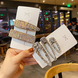 Geometric Crystal Hair Clips Rhinestones Barrettes Set