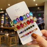 Geometric Crystal Hair Clips Rhinestones Barrettes Set