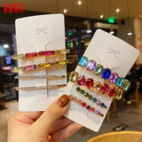 Geometric Crystal Hair Clips Rhinestones Barrettes Set