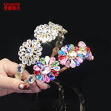 Multicolor Crystal Wedding Hair Accessories Flowers Rhinestone Baroque Headband