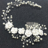 Bridal Pearl Flower Hair Comb Tiara Headband