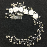 Bridal Pearl Flower Hair Comb Tiara Headband
