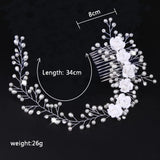 Bridal Pearl Flower Hair Comb Tiara Headband