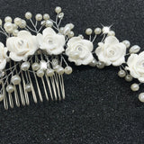 Bridal Pearl Flower Hair Comb Tiara Headband