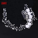 Bridal Pearl Flower Hair Comb Tiara Headband