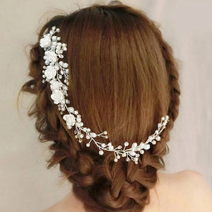 Bridal Pearl Flower Hair Comb Tiara Headband
