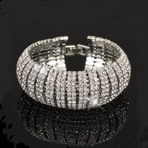 Crystal Wedding Bracelet Full Rhinestone Bride Love Charm Chain