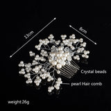 Bridal Tiara Crown Comb Pearl Crystal Hairpin Set