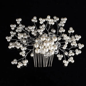 Bridal Tiara Crown Comb Pearl Crystal Hairpin Set