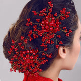 Bridal Tiara Crown Comb Pearl Crystal Hairpin Set