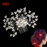Bridal Tiara Crown Comb Pearl Crystal Hairpin Set