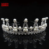 Bride Tiara Headband Pearl Rhinestone Crown Wedding Hair Accessories