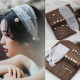 Bridal Pearl Headdress Fairy Veil Hair Band Wedding Jewelry