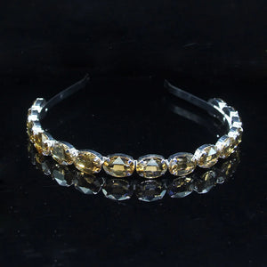 Crystal Rhinestone Baroque Headband Silver Plated