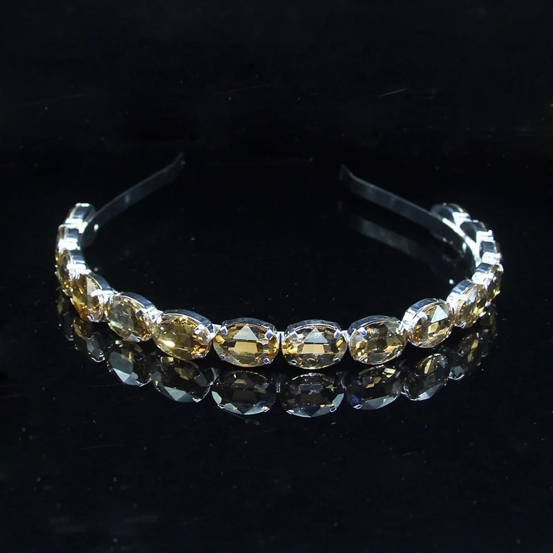 Crystal Rhinestone Baroque Headband Silver Plated