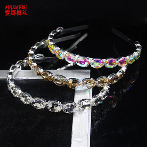Crystal Rhinestone Baroque Headband Silver Plated