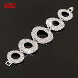 Silver Plated Rhinestone Charm Bracelet for Women