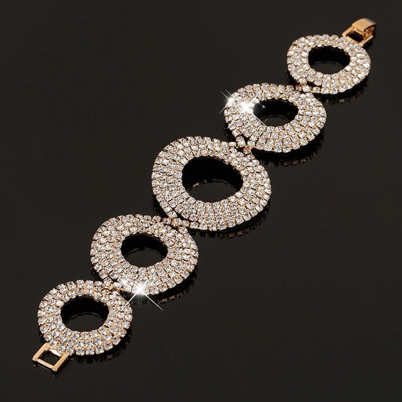 Silver Plated Rhinestone Charm Bracelet for Women