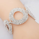 Silver Plated Rhinestone Charm Bracelet for Women