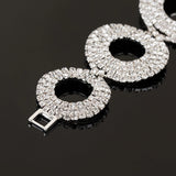Silver Plated Rhinestone Charm Bracelet for Women