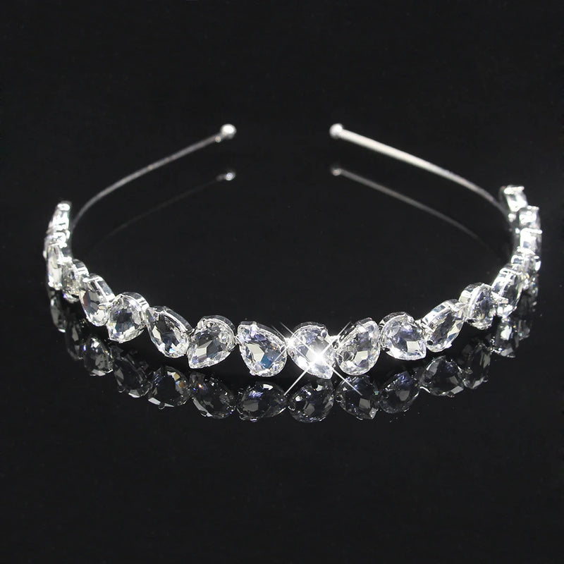 Crystal Water Drop Bridal Crown Headband