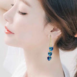 Vintage Crystal Stud Earrings Long Tassel Jewelry