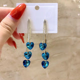 Vintage Crystal Stud Earrings Long Tassel Jewelry