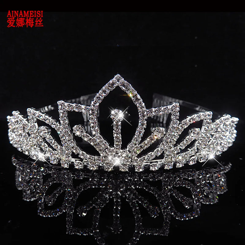 Rhinestone Flower Girls Headband Bridal Crown Tiara Hair Ornaments Jewelry