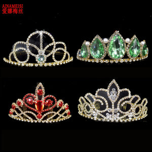 Sparkling Multicolor Crystal Big Wedding Crown Comb Rhinestones Headband