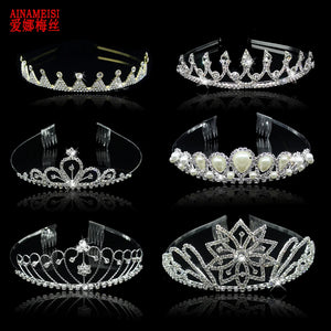 Princess Tiara Pearl Headband Crystal Rhinestone Bridal Wedding Hair Accessories
