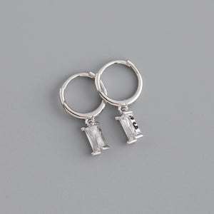 Rectangular Stud Earrings 925 Silver Jewelry Gift