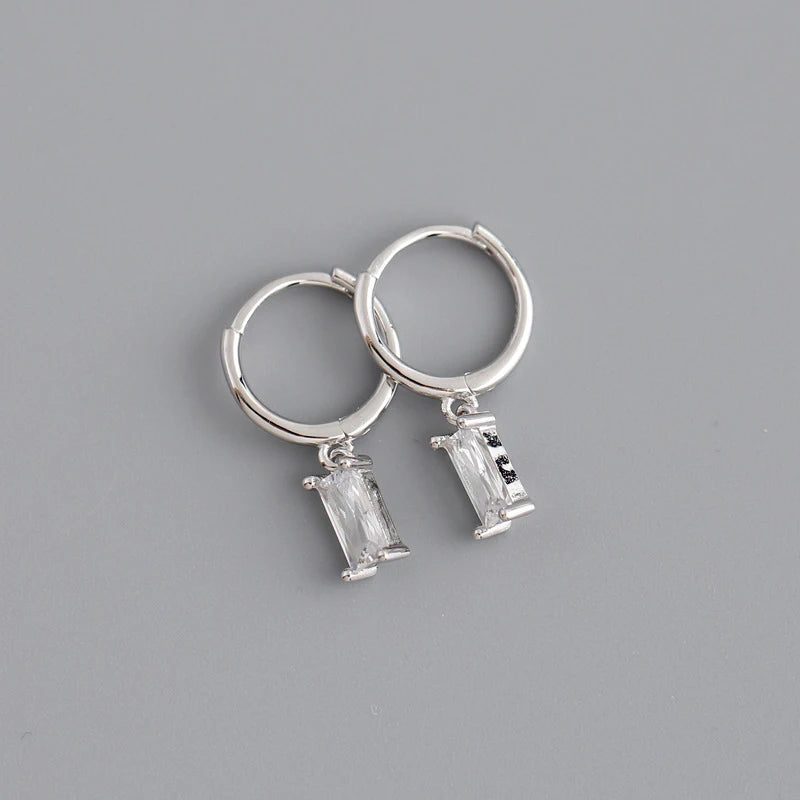 Rectangular Stud Earrings 925 Silver Jewelry Gift