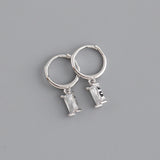 Rectangular Stud Earrings 925 Silver Jewelry Gift
