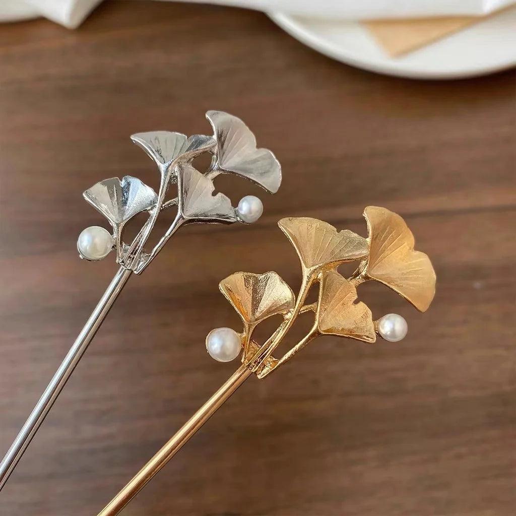 Ginkgo Leaf Hair Sticks Women Chinese Hairpins Headdress Jewelry