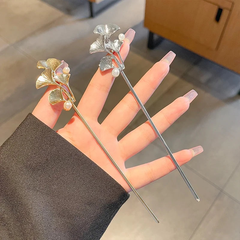 Ginkgo Leaf Hair Sticks Women Chinese Hairpins Headdress Jewelry