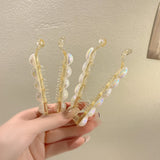 Pearl Vertical Banana Hairpin Hair Clip Women Hairgrips Barrette Ponytail