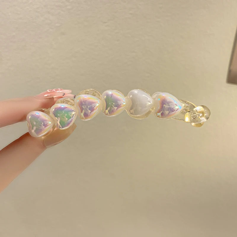 Pearl Vertical Banana Hairpin Hair Clip Women Hairgrips Barrette Ponytail