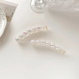 Pearl Vertical Banana Hairpin Hair Clip Women Hairgrips Barrette Ponytail