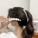 Pearl Vertical Banana Hairpin Hair Clip Women Hairgrips Barrette Ponytail
