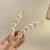 Pearl Vertical Banana Hairpin Hair Clip Women Hairgrips Barrette Ponytail
