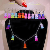 Cartoon Gradient Bear Earrings Girly Party Jewelry