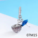 AIW 925 Silver Sparkling Paw Print & Heart Charm Beads DIY HG