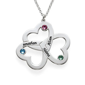 925 Silver Personalized Name Birthstone Necklaces for Family