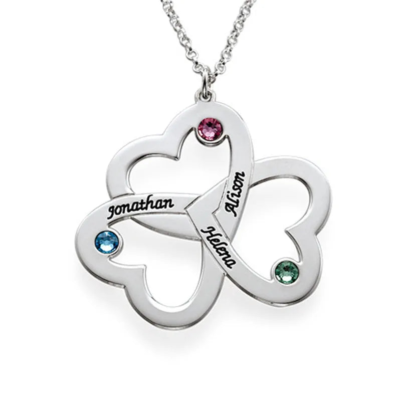 925 Silver Personalized Name Birthstone Necklaces for Family