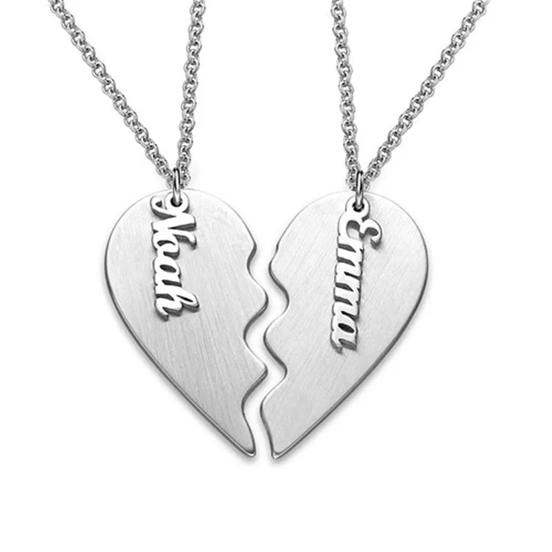 925 Silver Heart Necklace Personalized Name Pendant