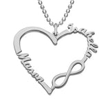925 Silver Personalized Heart Name Necklaces Engraved Necklace