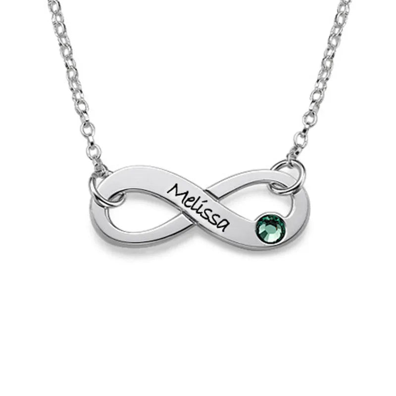 925 Silver Name Necklace Heart Infinity Birthstone Name Necklaces