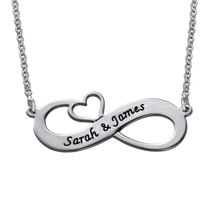 925 Silver Personalized Name Necklaces Heart Infinity Name Necklaces