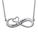 925 Silver Personalized Name Necklaces Heart Infinity Name Necklaces