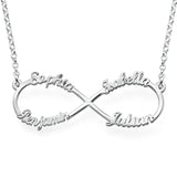 925 Silver Heart Shape 4 Names Infinite Necklaces Name Jewelry